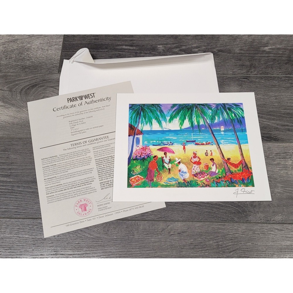Park West Seriolithograph Print: La Plage de la Saline by Picot 7"x9 1/16"